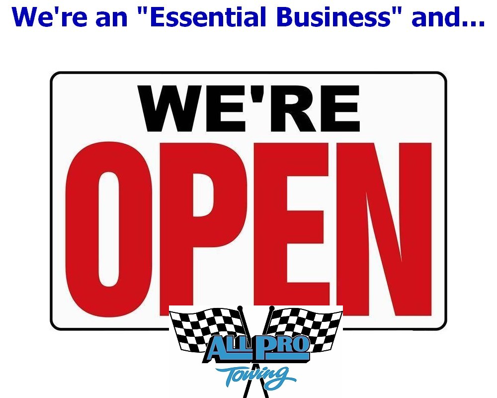 we're open sign - all pro towing recovery gilroy ca